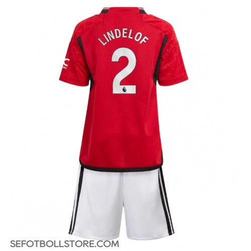 Manchester United Victor Lindelof #2 Replika babykläder Hemmaställ Barn 2023-24 Kortärmad (+ korta byxor)